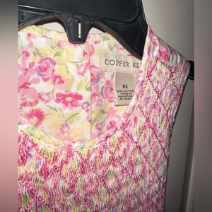 Copper Key Pink Floral Smocked Tank Dress with Pastel Accents